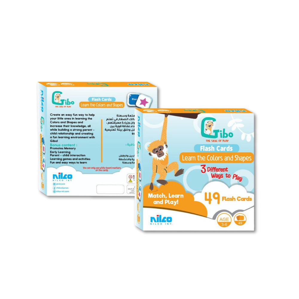NILCO GIBO FLASH CARD LEARN THE COLORS AND SHAPES, Ages 6+ — Nilco