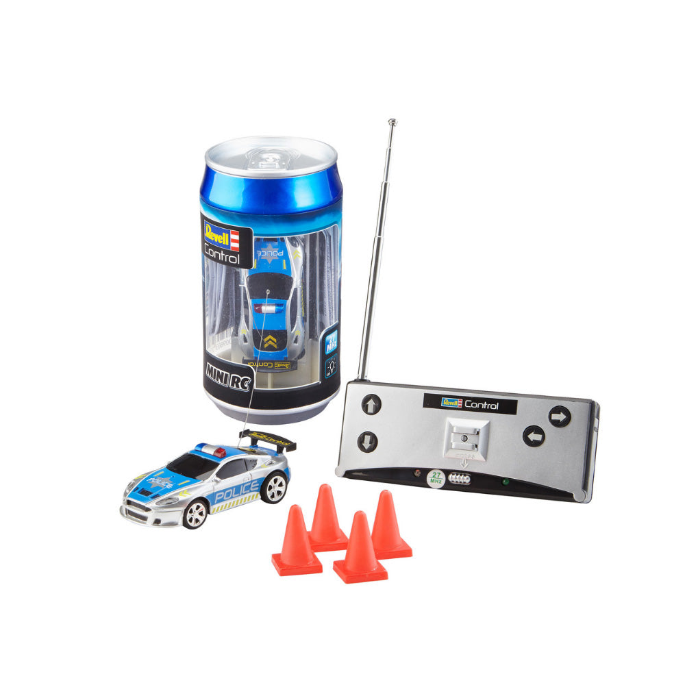 REVELL RC MINI POLICE CAR IN CAN RECHARGABLE,Ages8+ — Revell