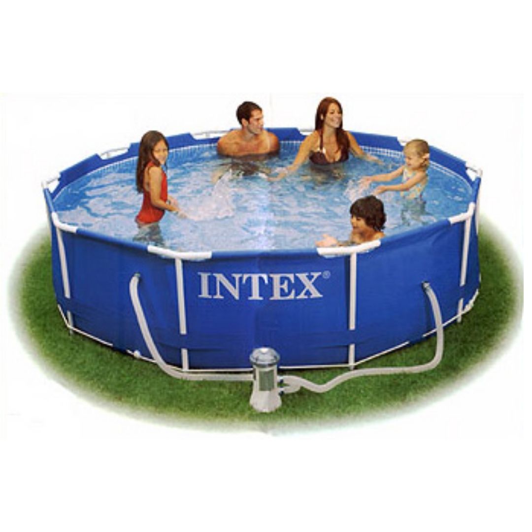 INTEX METAL FRAME POOL W/PUMP(10ft)-(305x76), Ages 6+ — Intex
