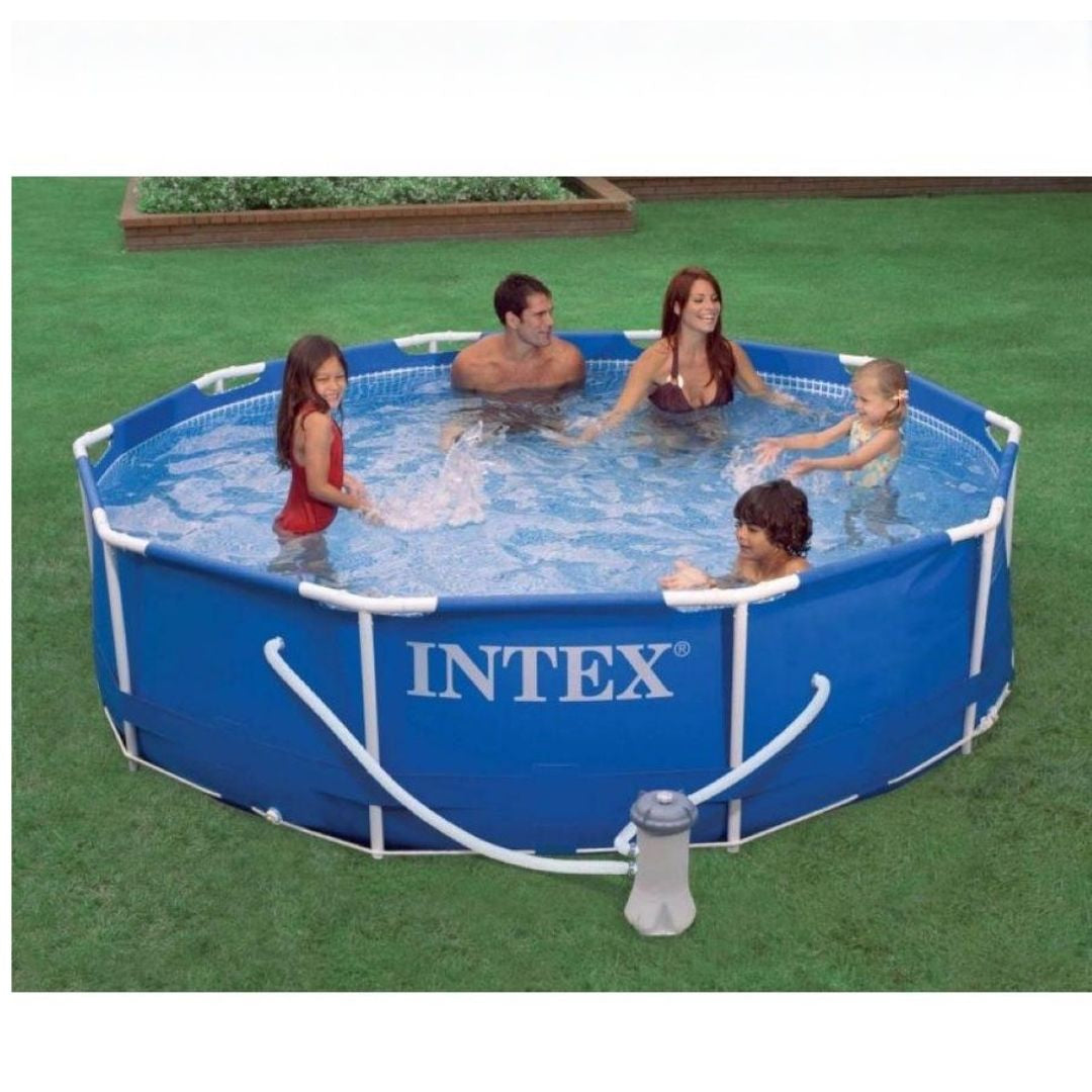 INTEX METAL FRAME POOL W/PUMP(12ft)-(366x76), Ages 6+ — Intex