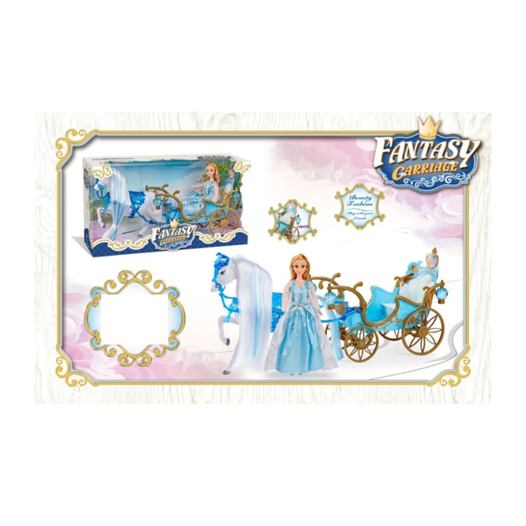 FANTASY CARRIAGE WITH DOLL N MOVING CARRIAGE, Ages 3+