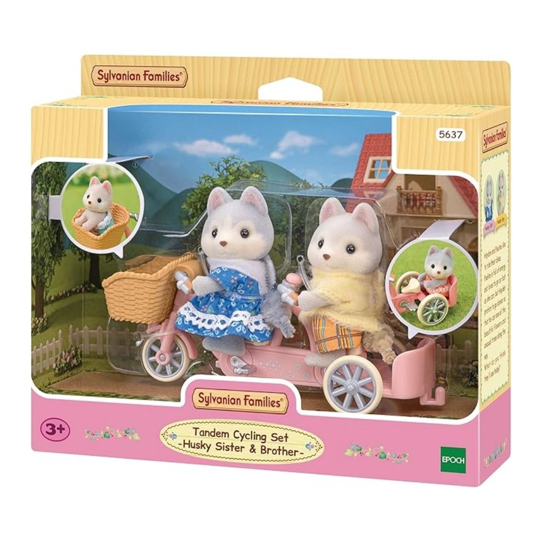 SYLVANIAN FAMILIES TANDEM CYCLING SET-HUSKY SISTER & BROTHER, Ages 3+ — Sylvanian Families