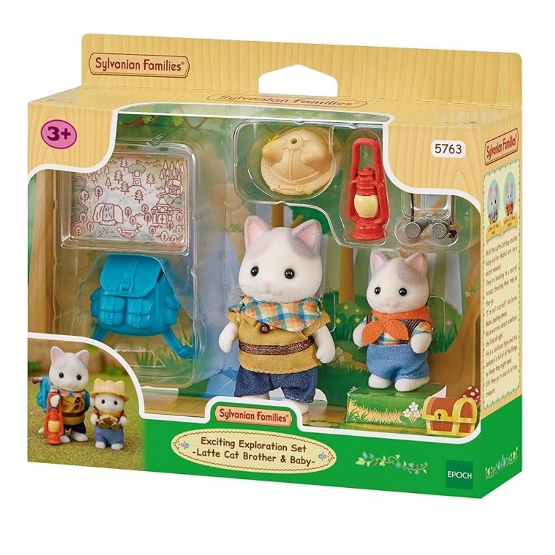 SYLVANIAN FAMILIES EXCITING EXPLORATION SET -LATTE CAT BROTHER & BABY, Ages 3+ — Sylvanian Families