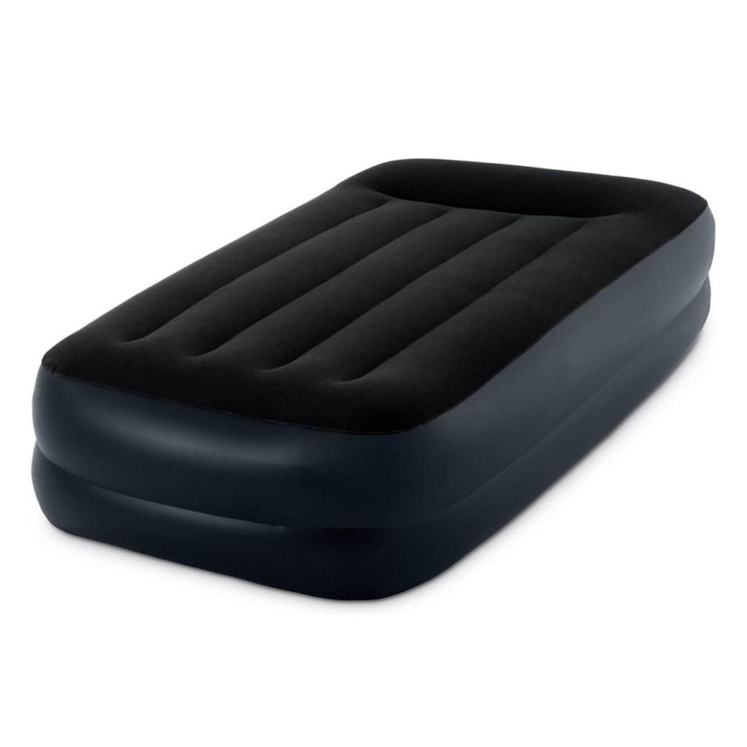 INTEX TWIN DELUXE PILLOW REST AIRBED W/FIBER-TECH RP (w/220-240V Internal Pump) — Intex