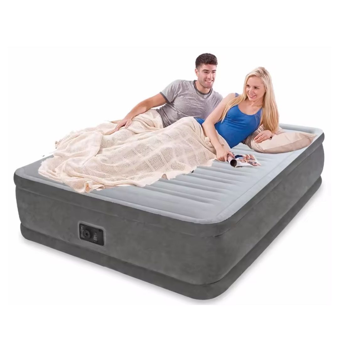 INTEX DURABEAM QUEEN COMFORT PLUSH AIRBED W/E.PUMP(152x203x46), Ages Adult — Intex