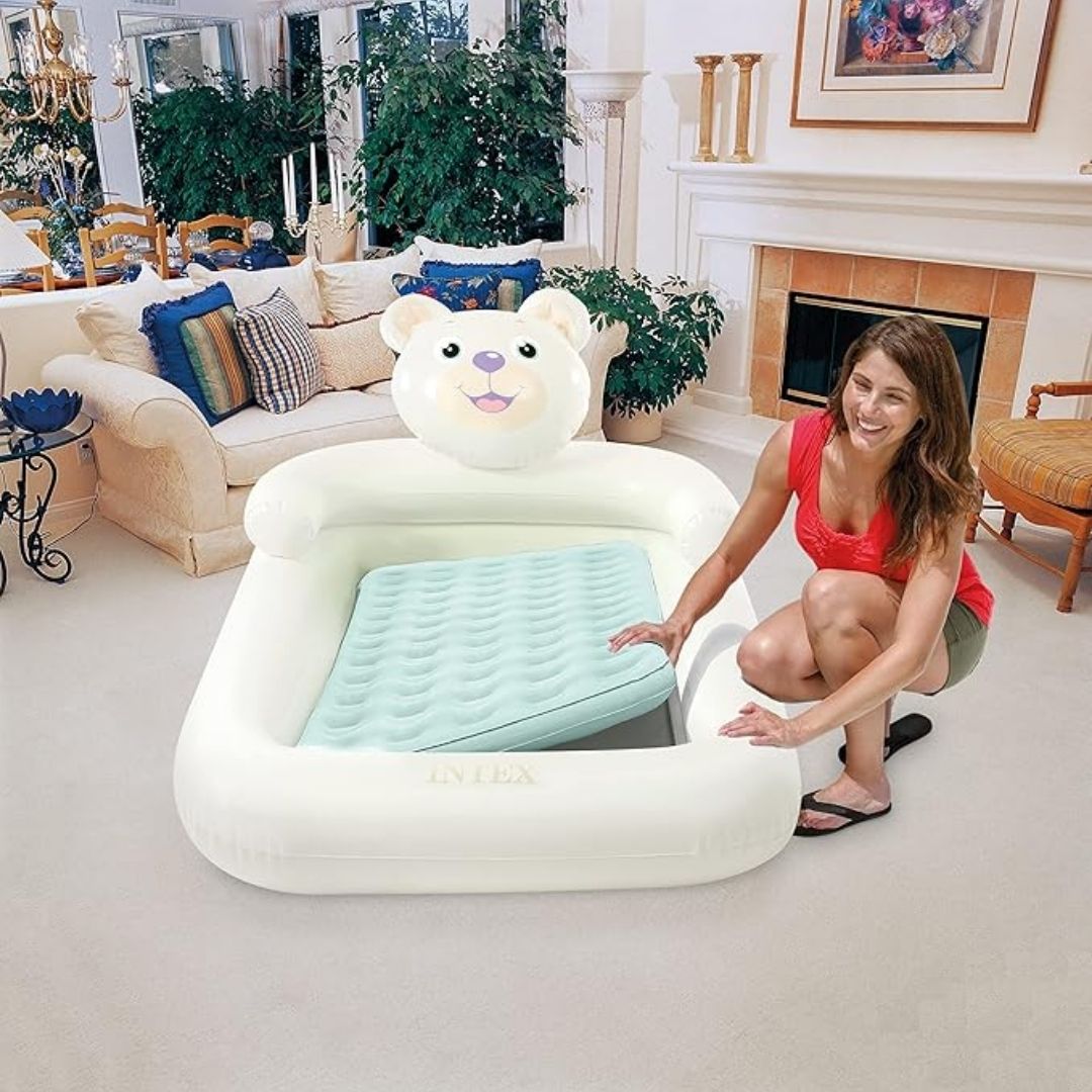 INTEX BEAR KIDZ TRAVEL BED W/HAND PUMP, Ages Adult — Intex