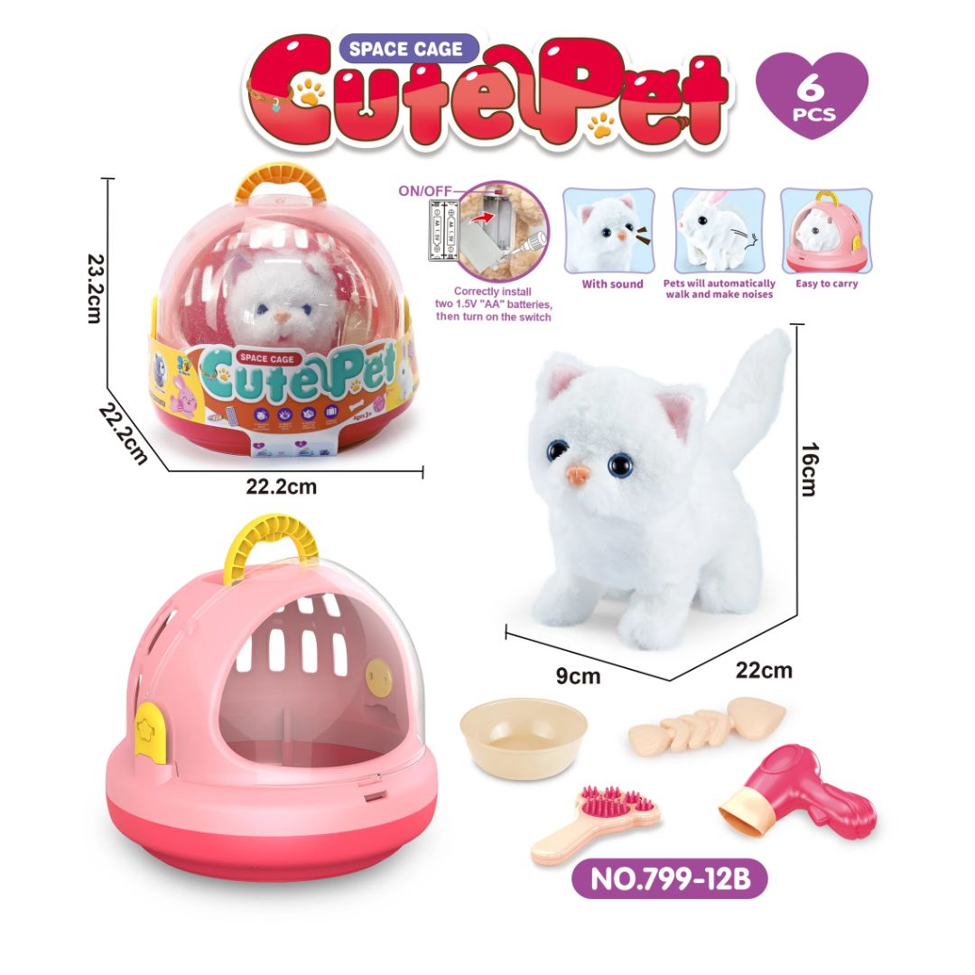 LT CUTE PET CAT WHITE SPACE CAGE, Ages 3+ — LT