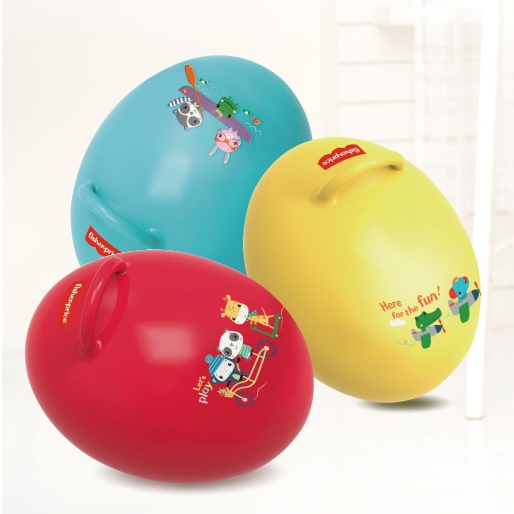 FISHER PRICE BOUNCY EGG WITH FOOT PUMP, Ages 4+ — Fisher-Price
