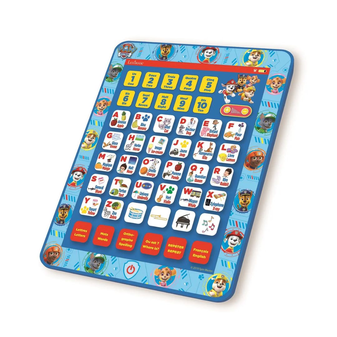 LEXIBOOK PAW PATROL BILINGUAL EDUCATIONAL TABLET ENGLISH/FRENCH, Ages 3+ — Lexibook