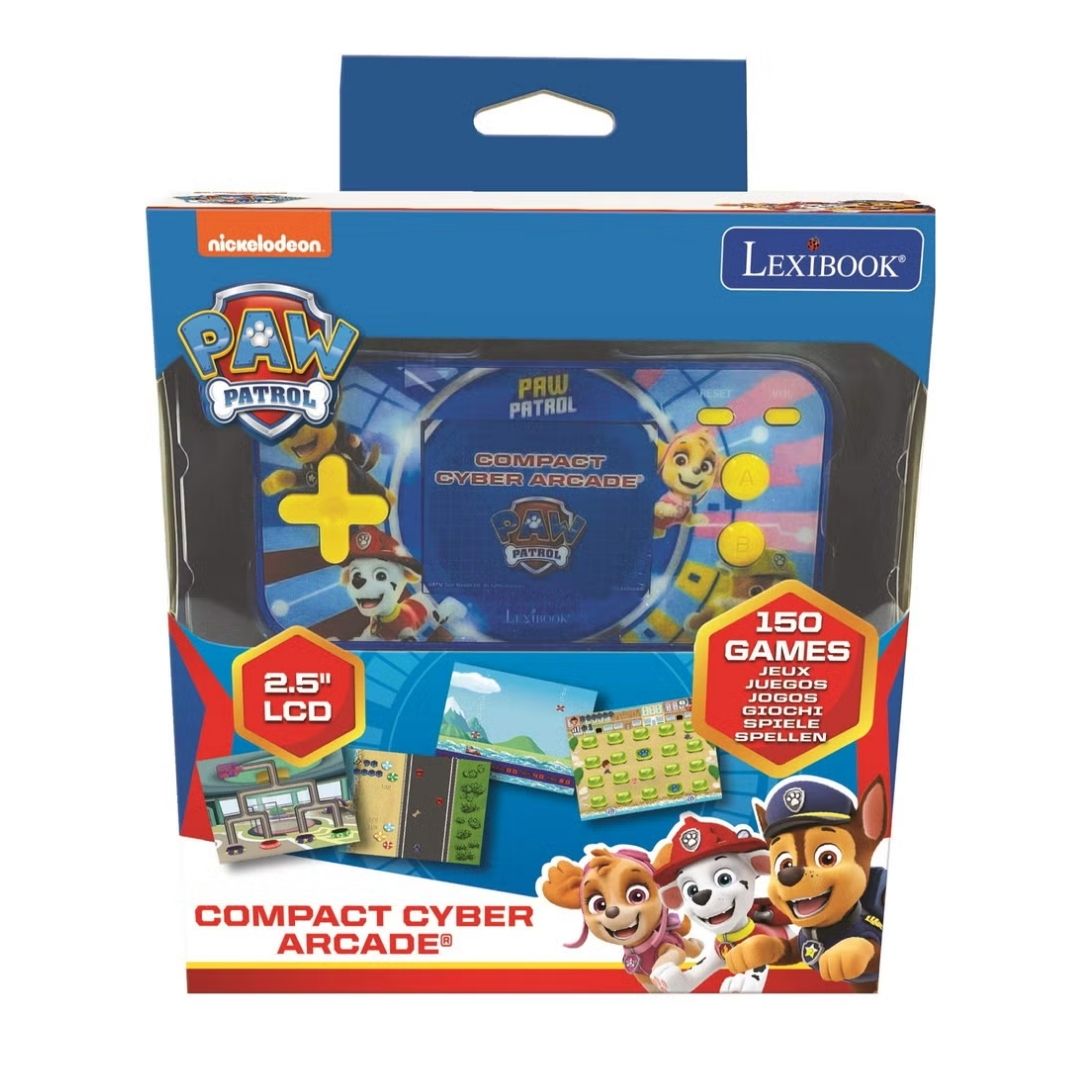 LEXIBOOK PAW PATROL HANDHELD CONSOLE COMPACT CYBER ARCADE 2.5'' 150 GAMES, Ages 3+ — Lexibook