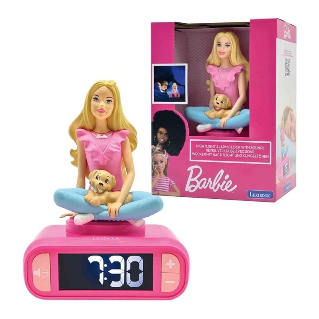 LEXIBOOK BARBIE DIGITAL3D ALARM CLOCK W/NNIGHT LIGHT AND SOUND EFFECTS, Ages 3+ — Lexibook