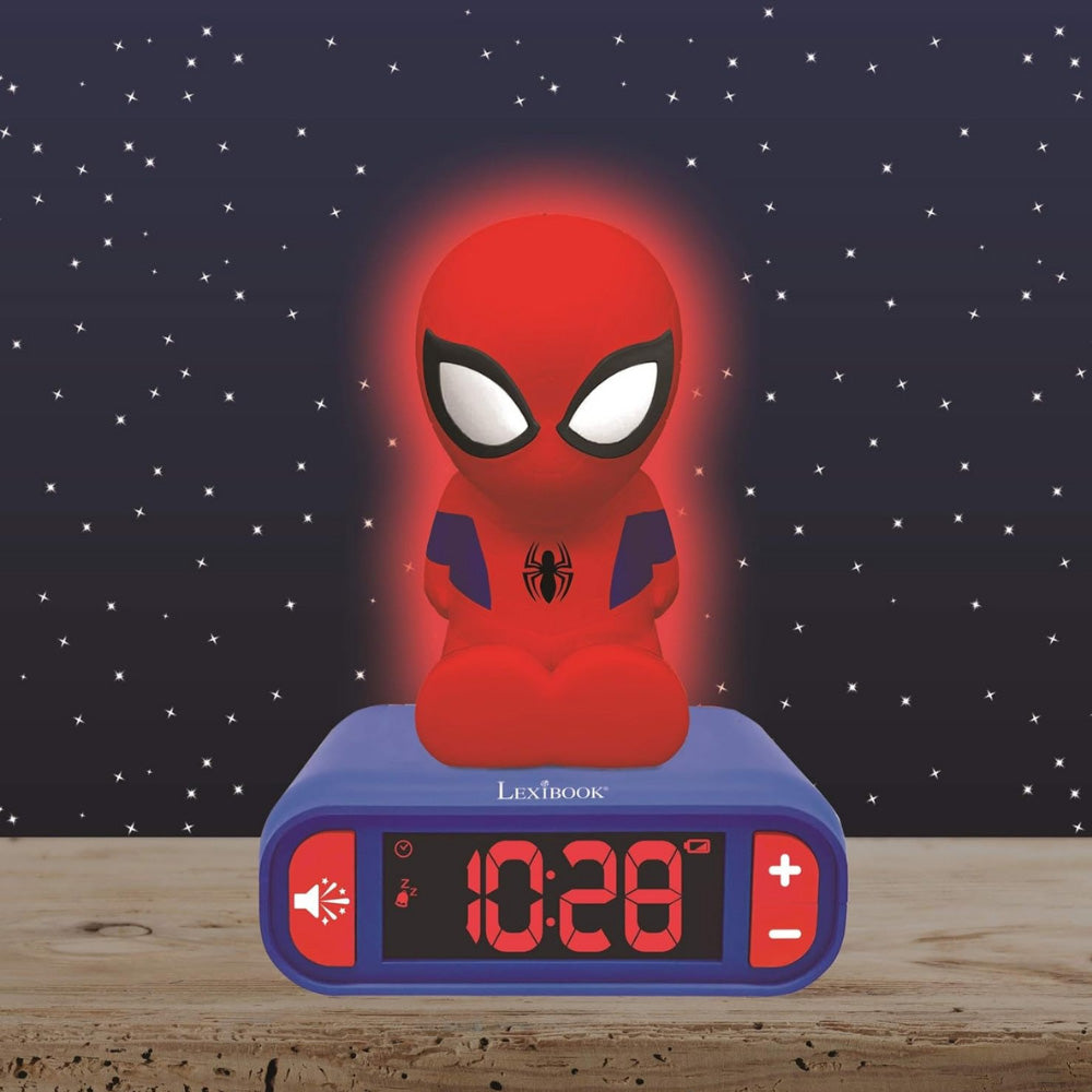 LEXIBOOK SPIDERMAN ALARM CLOCK WITH NIGHT LIGHT 3D DESIGN, Ages 3+ — Lexibook