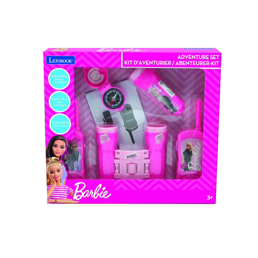 LEXIBOOK S A BARBIE ADVENTURE SET W/WALKIE TALKIE120M, BINOCULARS AND COMPASS, Ages 3+ — Lexibook