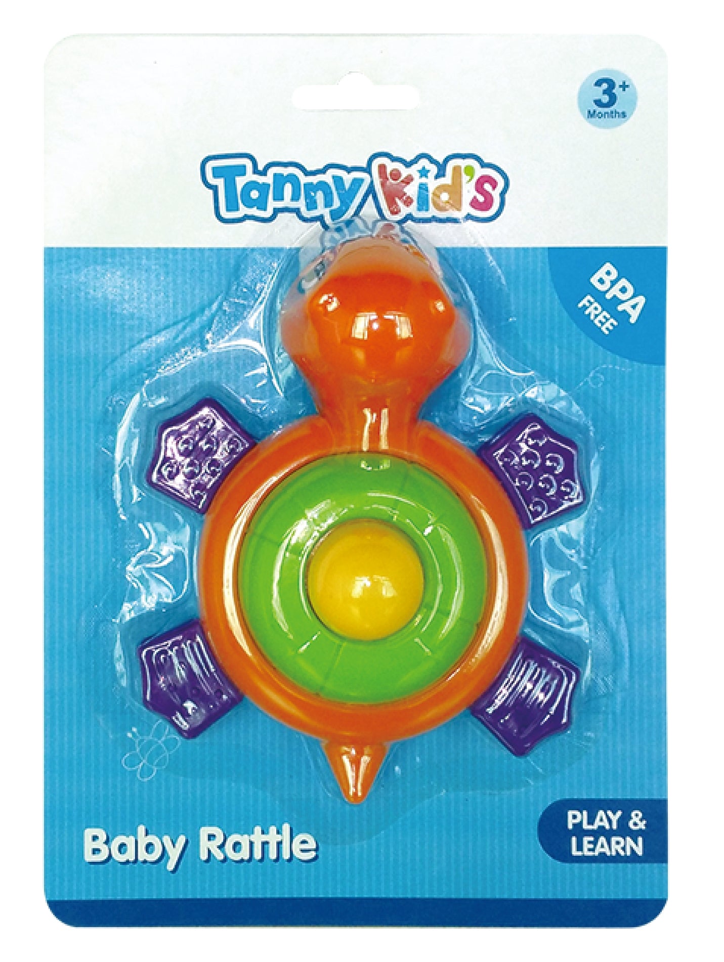TANNY KIDS BABY RATTLE TORTOISE, Ages 3M+