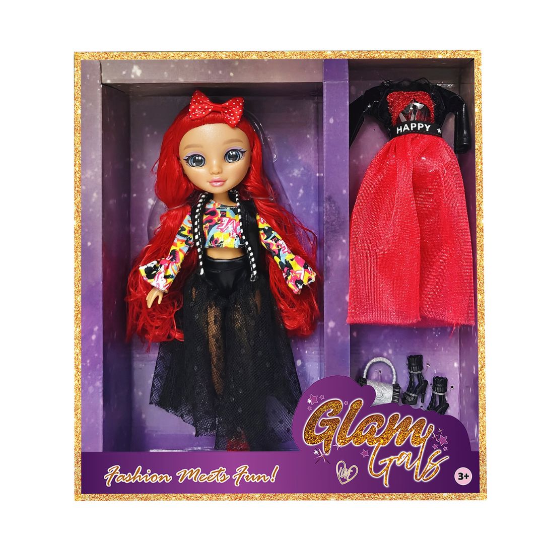 KAIWELL FASHION DOLL GLAM GIRLZ W/BLK & RED OUTFIT 9, Ages 3+