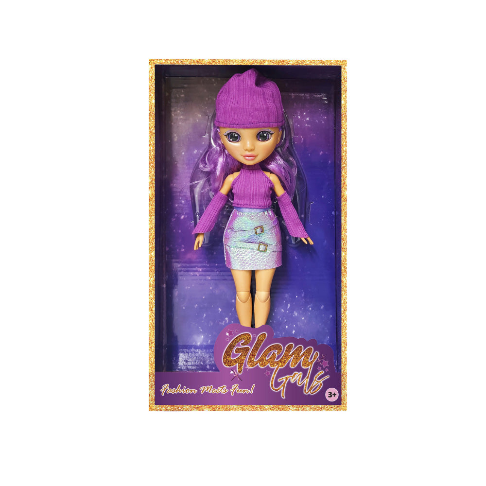 KAIWELL FASHION DOLL PURPLE POSEABLE W/WOOLEN HATGLAM GIRLZ 9, Ages 3+