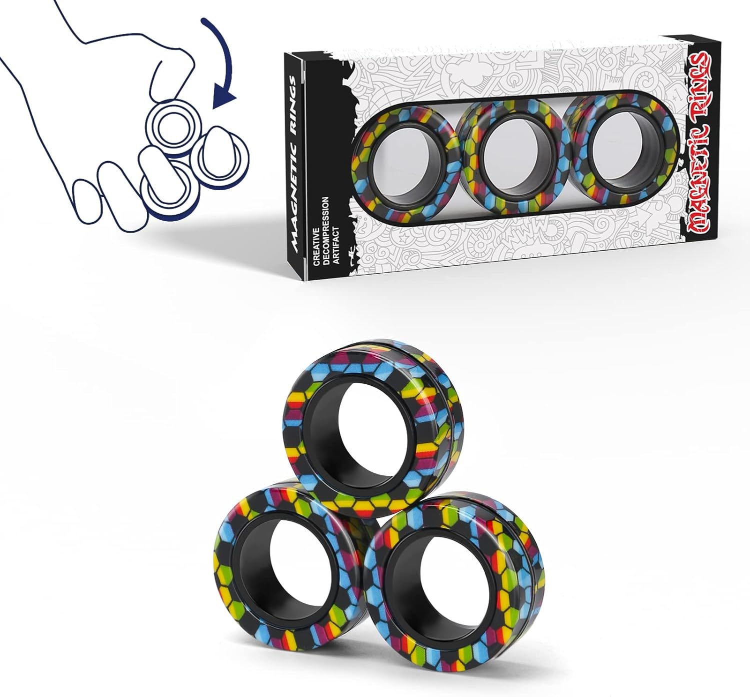 Finger Rock Magnetic Fidget Spinner Rings (3PCS) — Finger Rock