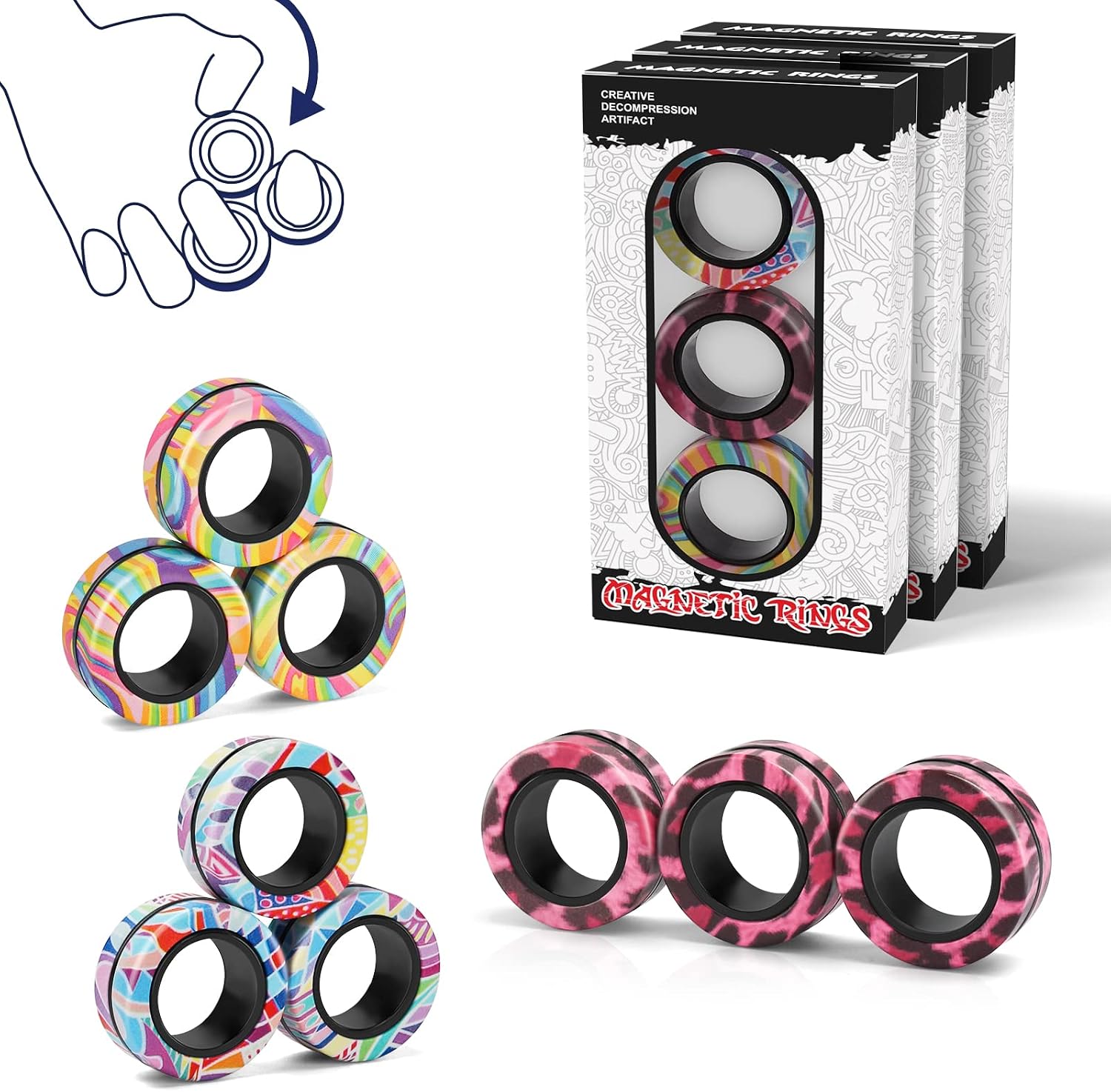 Finger Rock Magnetic Rings Fidget Toy Set (B-1) — Finger Rock