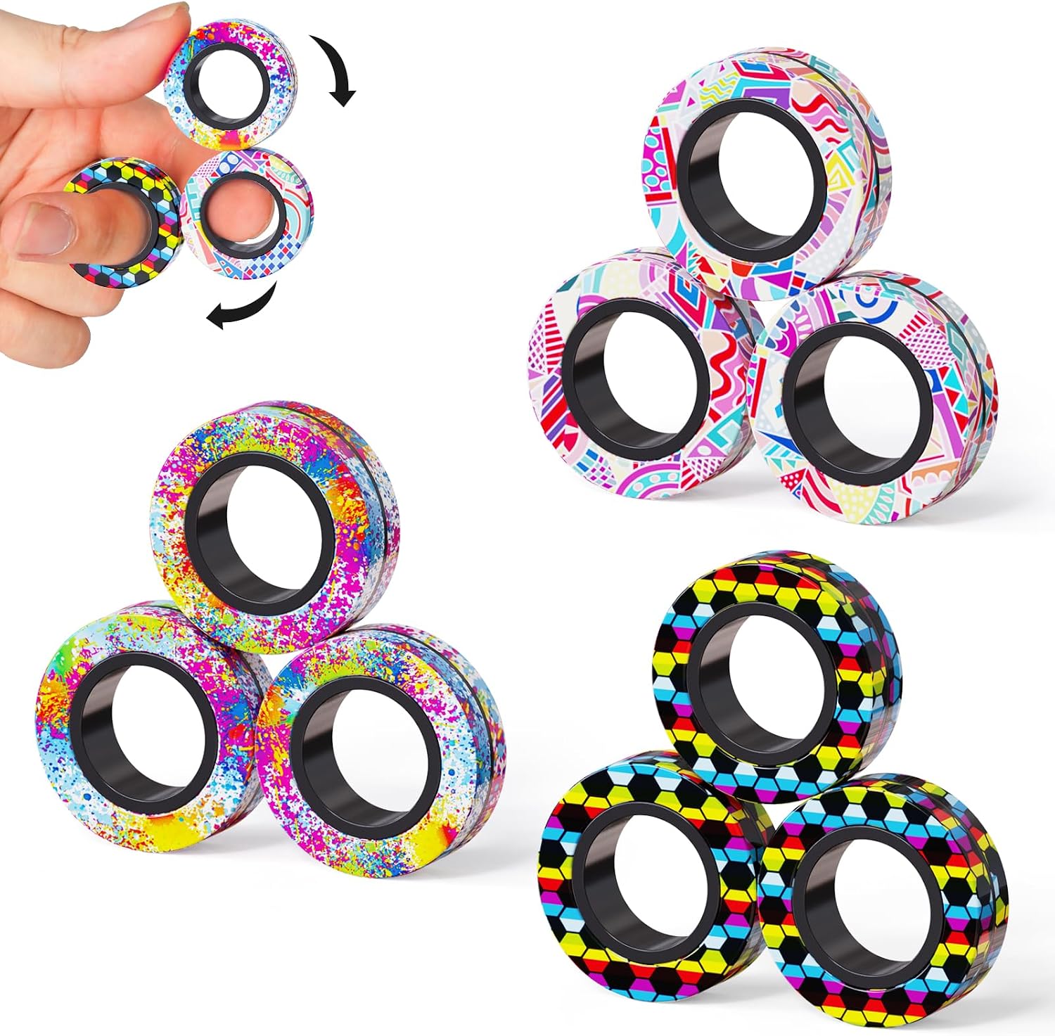Finger Rock Magnetic Rings Fidget Toys 9pcs — Finger Rock